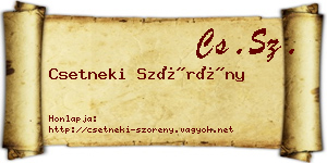 Csetneki Szörény névjegykártya